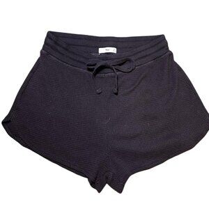 Tna Black Waffle Knit Tie Front Lounge Shorts | Size XS